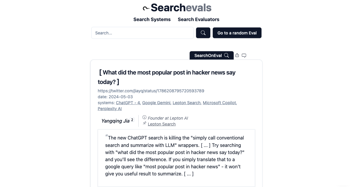 Screenshot of Searchevals.com